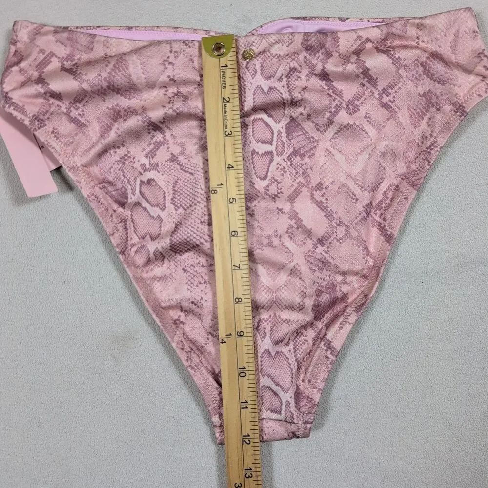 NEW NWT Victorias Secret Bikini Bottoms L High Leg Cheeky Snake Print QBT Pink